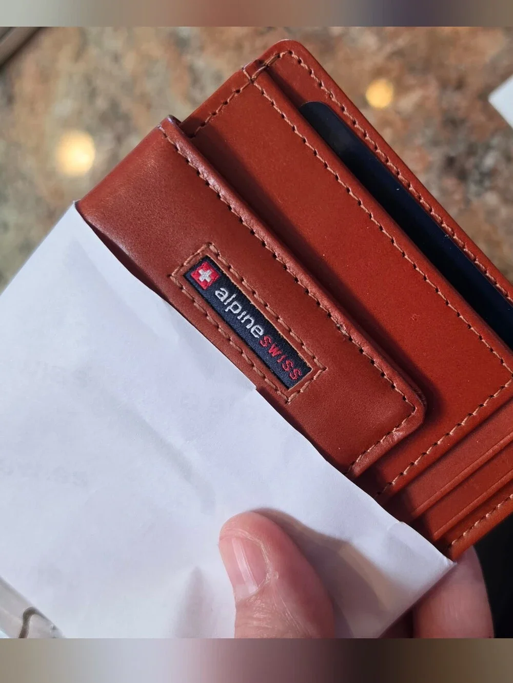 Alpine Swiss Men's RFID Blocking Magnetic Money Clip Wallet — New In Box Brown